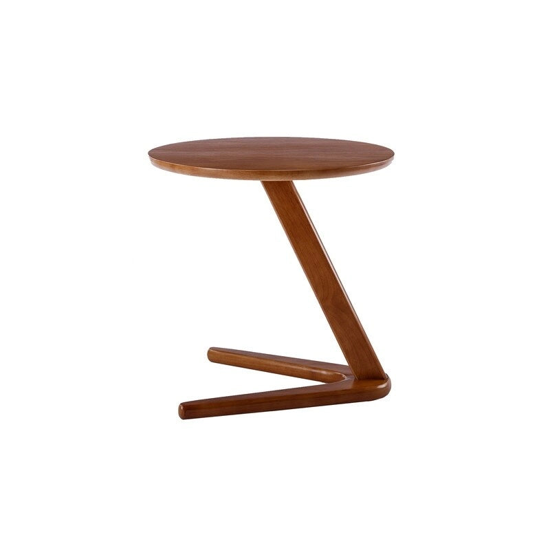Round Solid Wood Side Table / Accent Table – Brown, Wood Top, 1-Unit