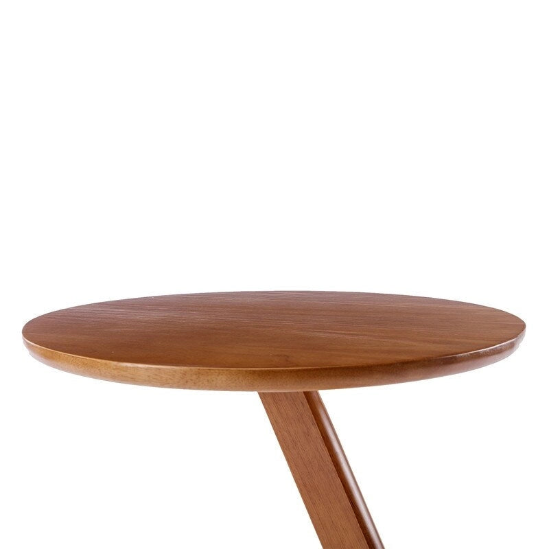 Round Solid Wood Side Table / Accent Table – Brown, Wood Top, 1-Unit