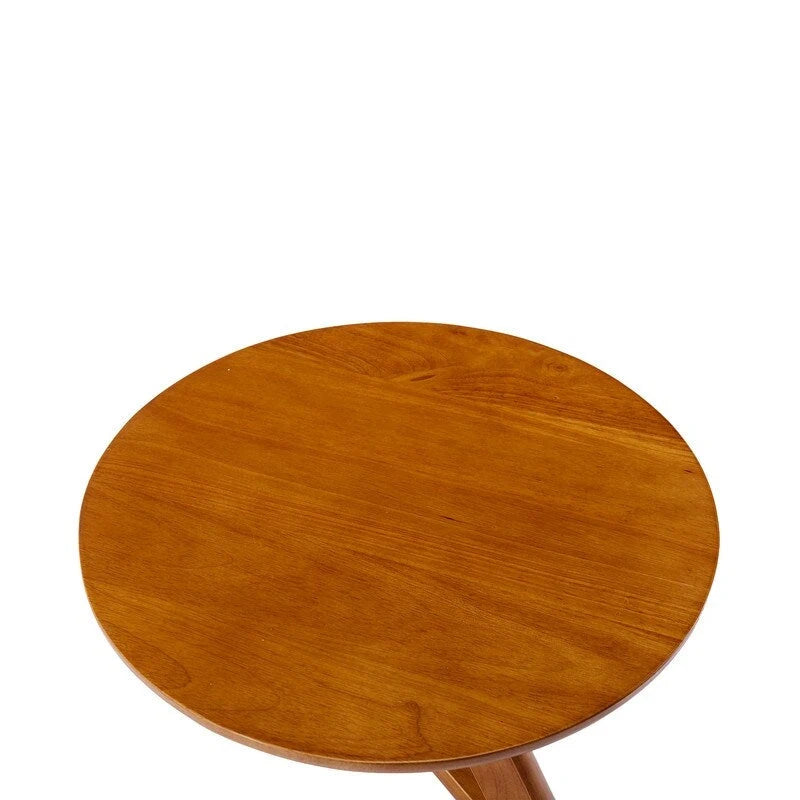 Round Solid Wood Side Table / Accent Table – Brown, Wood Top, 1-Unit