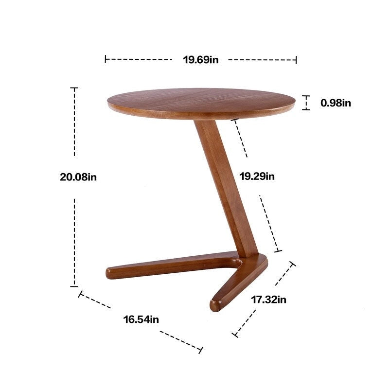 Round Solid Wood Side Table / Accent Table – Brown, Wood Top, 1-Unit