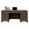 Double Pedestal Executive Desk with Diamond Metal Accents and Antique Hardware – Weathered Gray, 1-Person Use