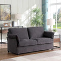 Modern Chenille Loveseat Sofa with Solid Wood Frame – Dark Grey / Beige / Camel, 2-Person Use