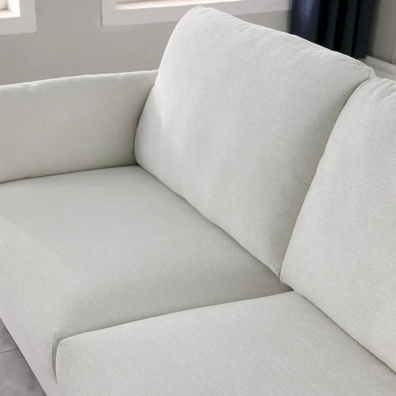 Modern Chenille Loveseat Sofa with Solid Wood Frame – Dark Grey / Beige / Camel, 2-Person Use