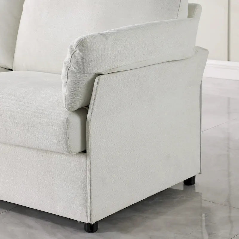 Modern Chenille Loveseat Sofa with Solid Wood Frame – Dark Grey / Beige / Camel, 2-Person Use