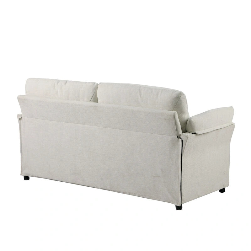 Modern Chenille Loveseat Sofa with Solid Wood Frame – Dark Grey / Beige / Camel, 2-Person Use