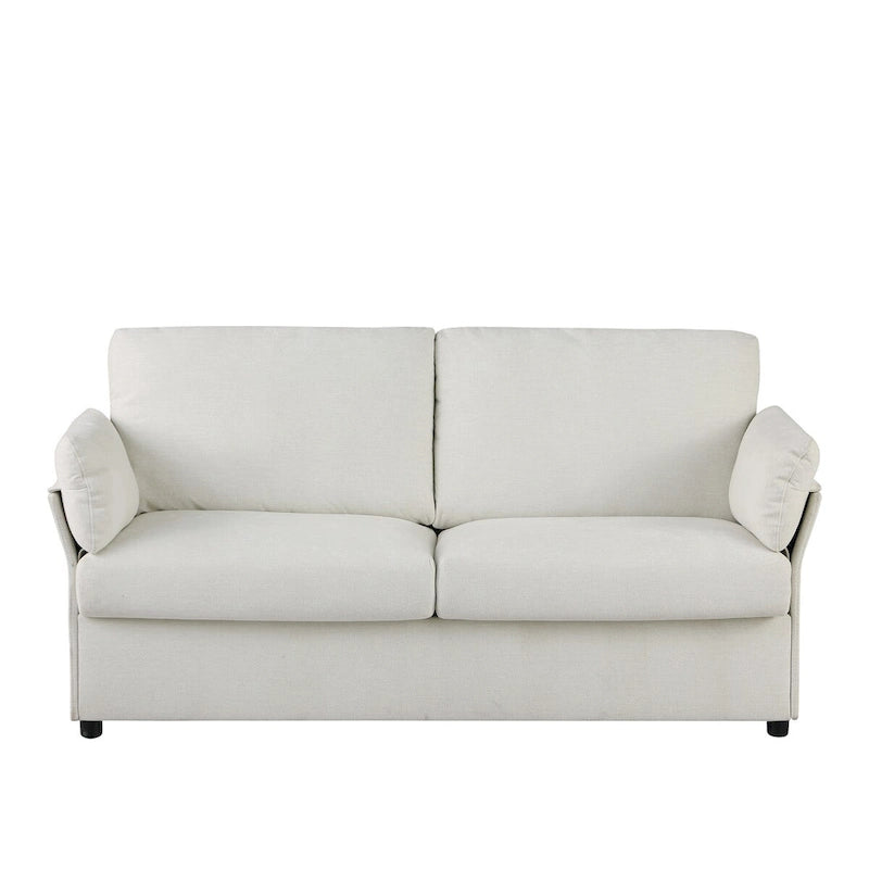 Modern Chenille Loveseat Sofa with Solid Wood Frame – Dark Grey / Beige / Camel, 2-Person Use