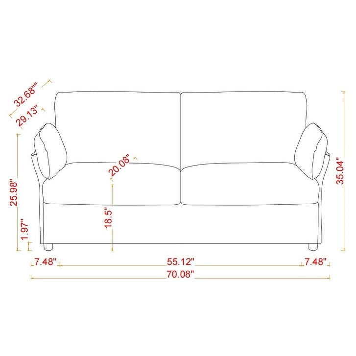 Modern Chenille Loveseat Sofa with Solid Wood Frame – Dark Grey / Beige / Camel, 2-Person Use