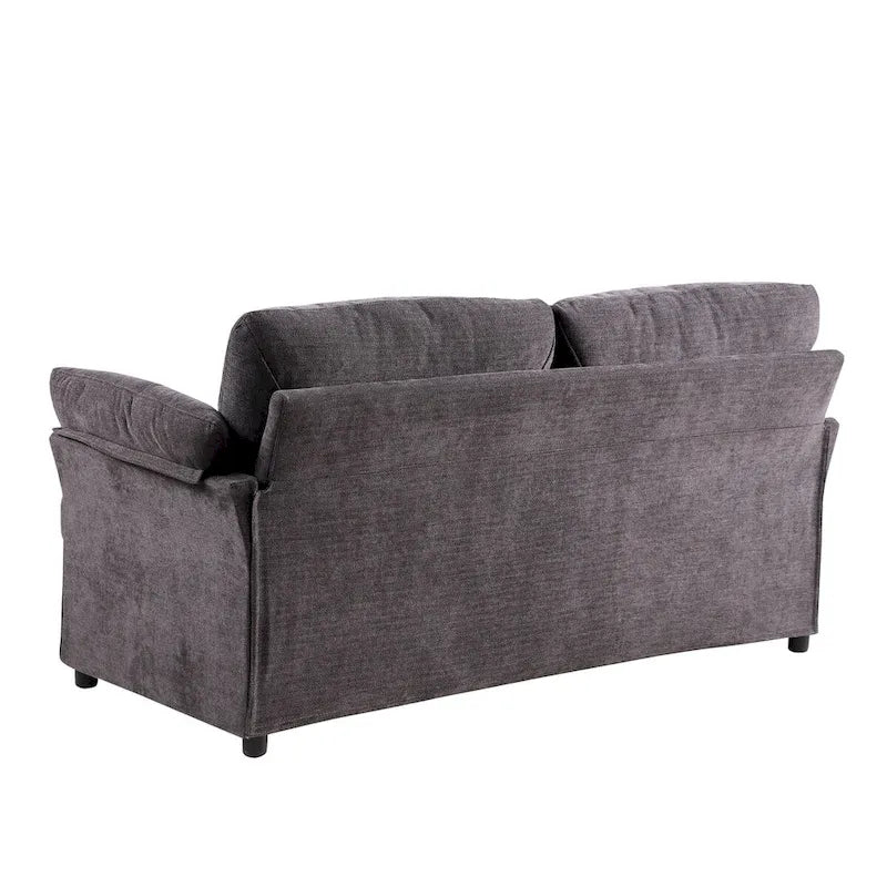 Modern Chenille Loveseat Sofa with Solid Wood Frame – Dark Grey / Beige / Camel, 2-Person Use