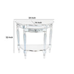 Half Crescent Moon Shape Engraved Birch Wood Console Table with Drawer – Brown, 1-Unit