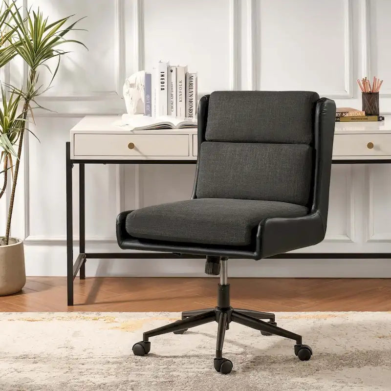 Modern Swivel Office Chair with Removable Upholstery and Tilt Function – Sage / Black / Ivory, 1-Person Use