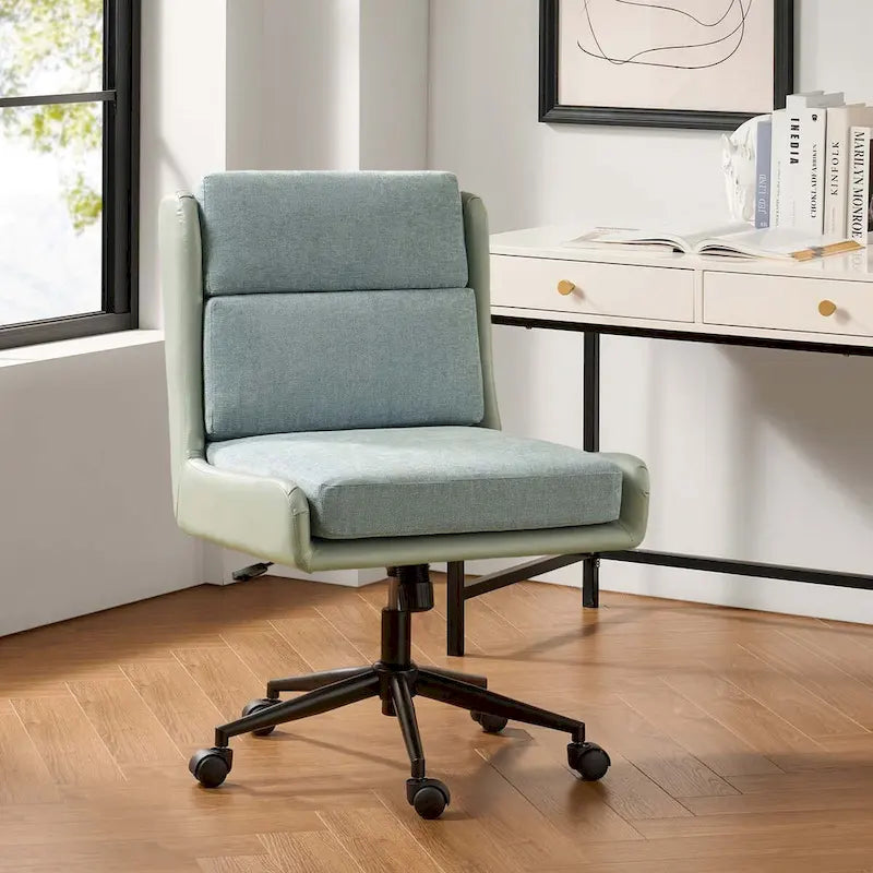 Modern Swivel Office Chair with Removable Upholstery and Tilt Function – Sage / Black / Ivory, 1-Person Use