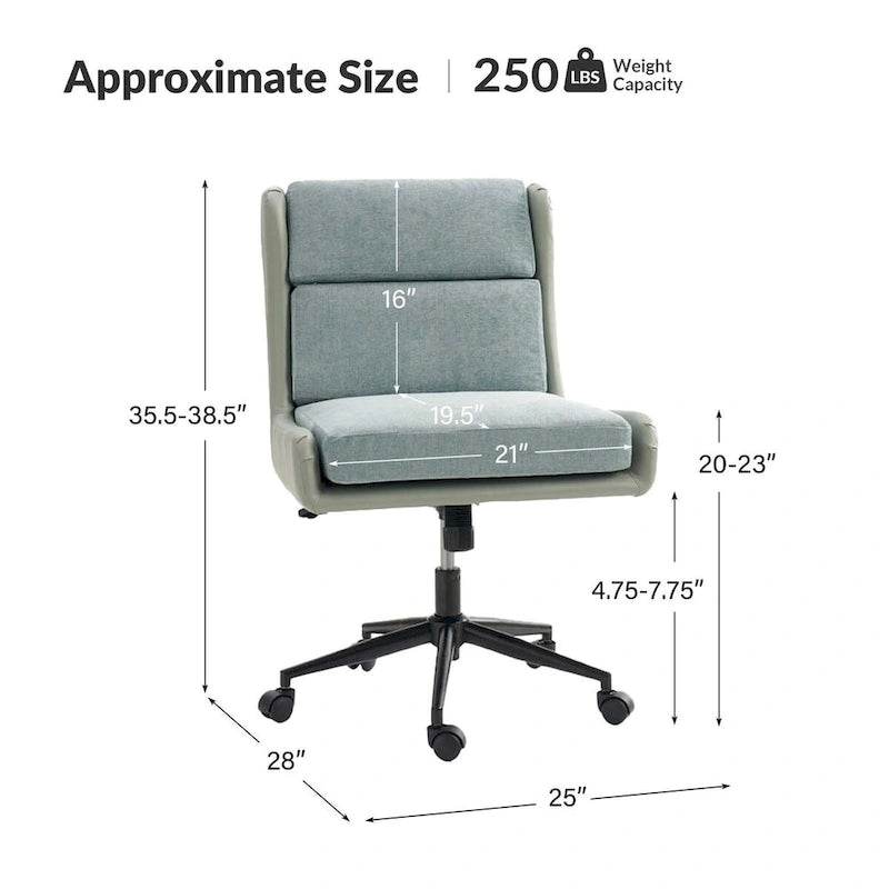 Modern Swivel Office Chair with Removable Upholstery and Tilt Function – Sage / Black / Ivory, 1-Person Use