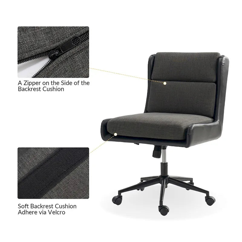 Modern Swivel Office Chair with Removable Upholstery and Tilt Function – Sage / Black / Ivory, 1-Person Use