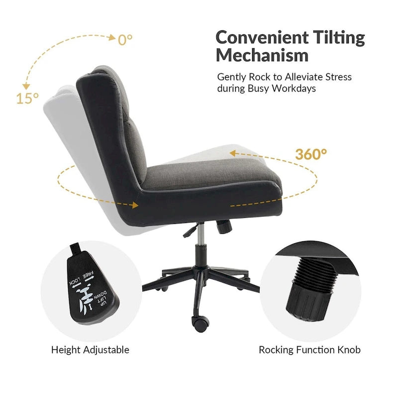 Modern Swivel Office Chair with Removable Upholstery and Tilt Function – Sage / Black / Ivory, 1-Person Use