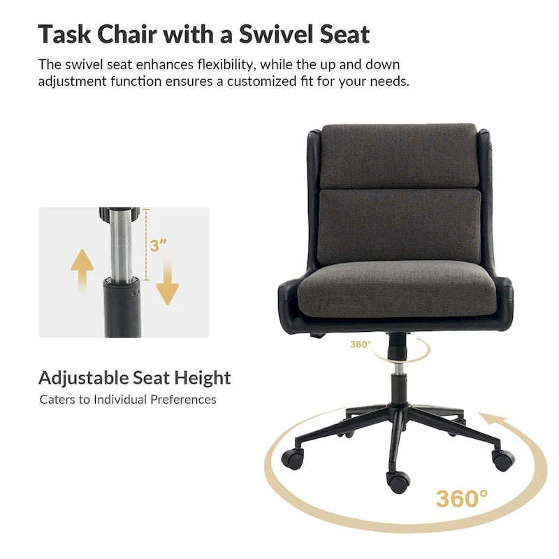 Modern Swivel Office Chair with Removable Upholstery and Tilt Function – Sage / Black / Ivory, 1-Person Use