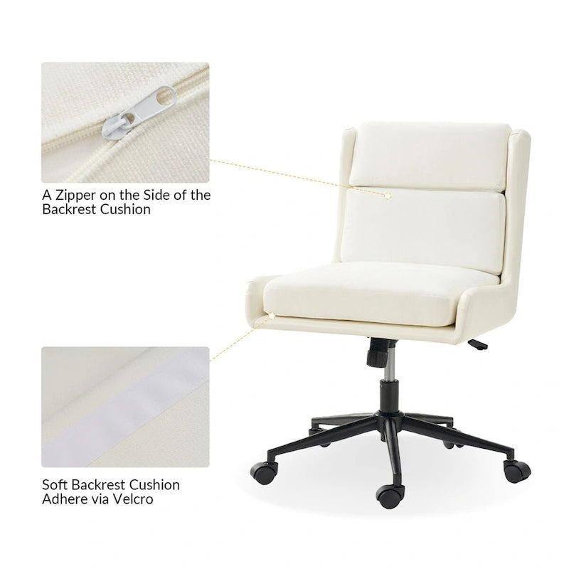 Modern Swivel Office Chair with Removable Upholstery and Tilt Function – Sage / Black / Ivory, 1-Person Use