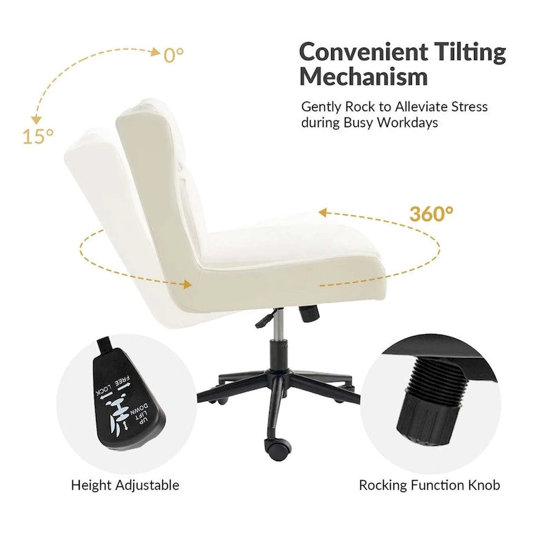 Modern Swivel Office Chair with Removable Upholstery and Tilt Function – Sage / Black / Ivory, 1-Person Use