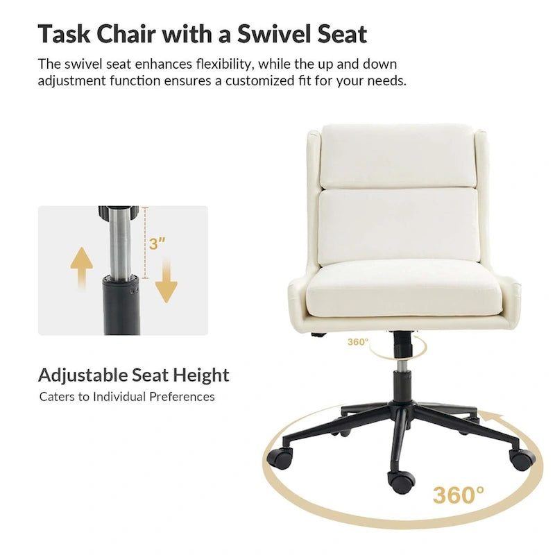Modern Swivel Office Chair with Removable Upholstery and Tilt Function – Sage / Black / Ivory, 1-Person Use