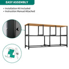 5-Drawer Fabric Dresser Storage Tower with Metal Frame – Dark Grey / Black Grey / Black Wood Grain / Gray / Light Wood, 1-Unit