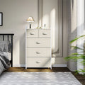 5-Drawer Fabric Dresser Storage Tower with Metal Frame – Dark Grey / Black Grey / Black Wood Grain / Gray / Light Wood, 1-Unit