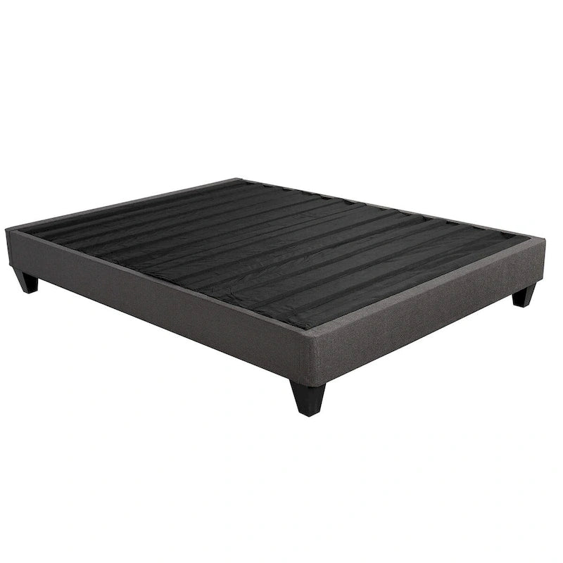 Upholstered Platform Bed Base with Linen Fabric – Dark Gray, 1–2 Person Use