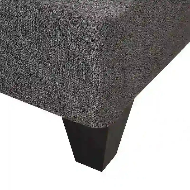 Upholstered Platform Bed Base with Linen Fabric – Dark Gray, 1–2 Person Use