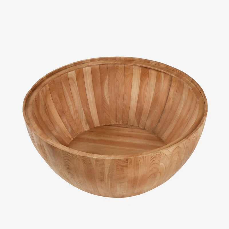 Round Bucket-Shape Coffee Table with Flip-Top Storage – Natural, 1-Unit