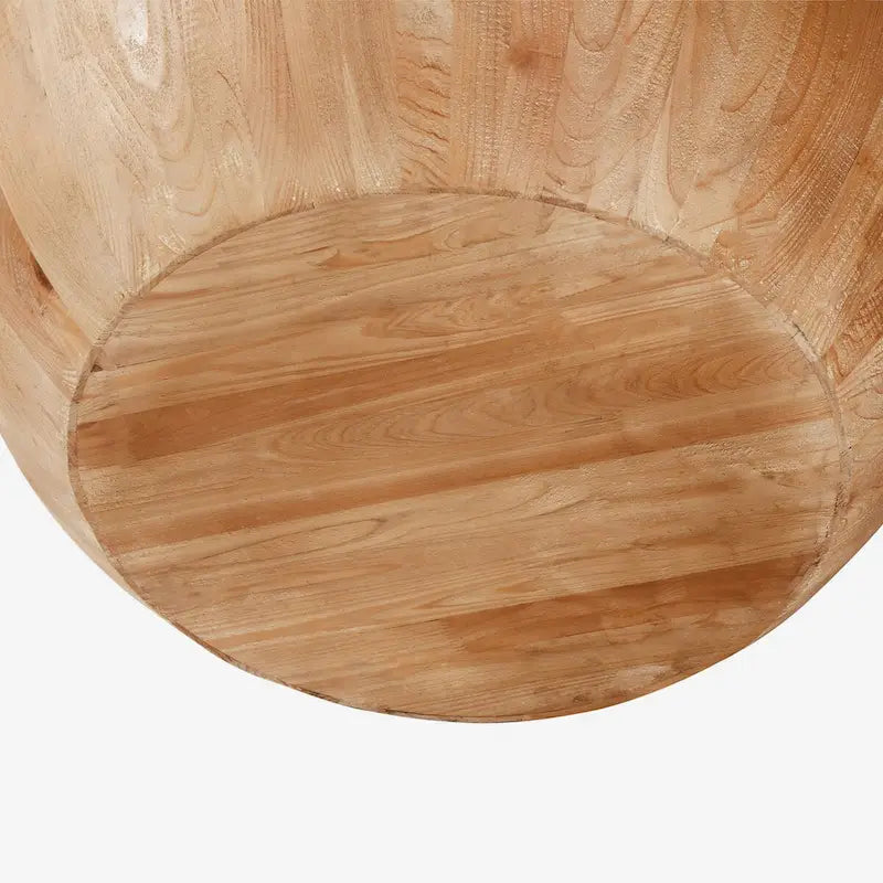 Round Bucket-Shape Coffee Table with Flip-Top Storage – Natural, 1-Unit
